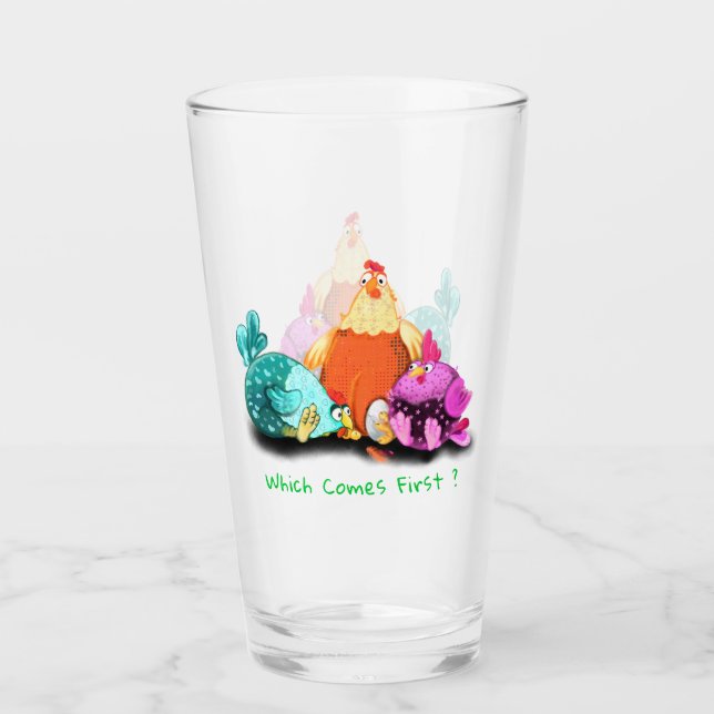 Hähnchen und Ei-Glas - Eigener Text Glas (Vorderseite)