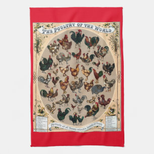 Hähnchen und Hähnchen, Vintag, Hühner und Hähnchen Geschirrtuch