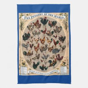 Hähnchen und Hähnchen, Vintag, Hühner und Hähnchen Geschirrtuch