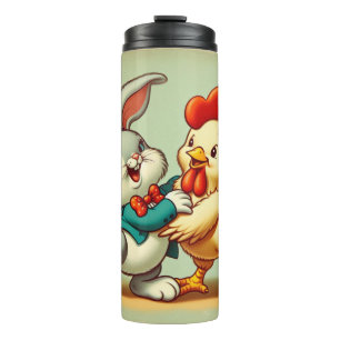 Hähnchen und Kaninchen aus niedlichem, Vintagem Ca Thermosbecher