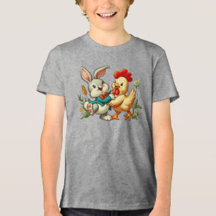 Hähnchen und Kaninchen aus niedlichem, Vintagem Ca Tri-Blend Shirt