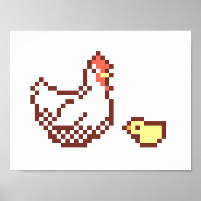 Hähnchen und Kick Pixel Art Poster (Vorne)