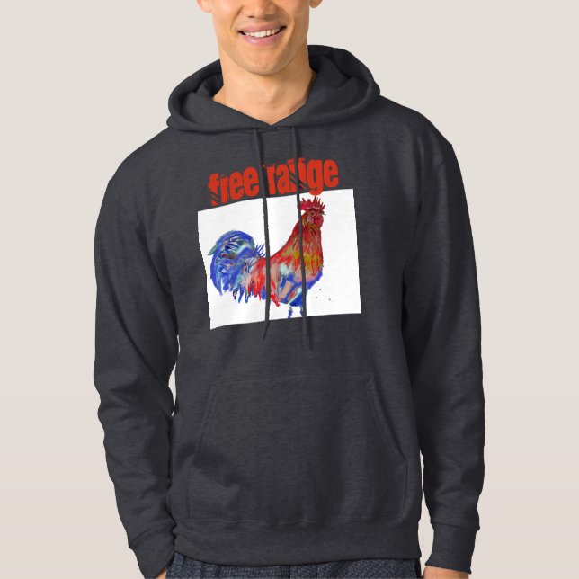 Hähnchen-Wasserfarbenrooster-Hähnchen Hoodie (Vorderseite)