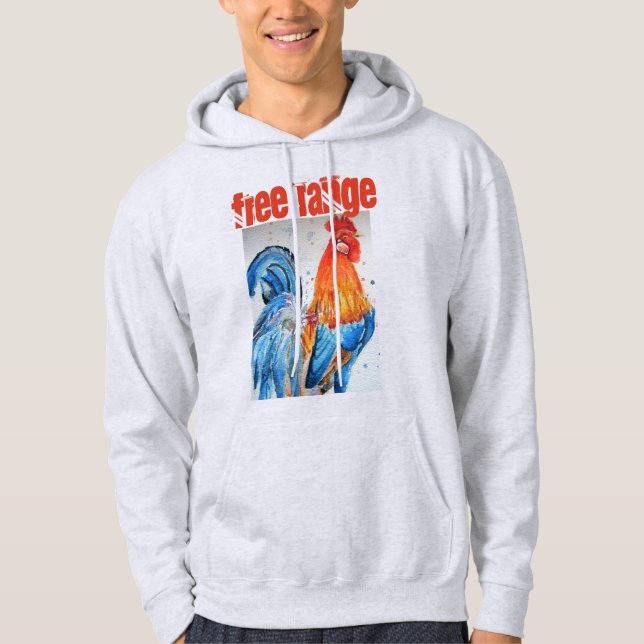 Hähnchen-Wasserfarbenrooster-Hähnchen Hoodie (Vorderseite)