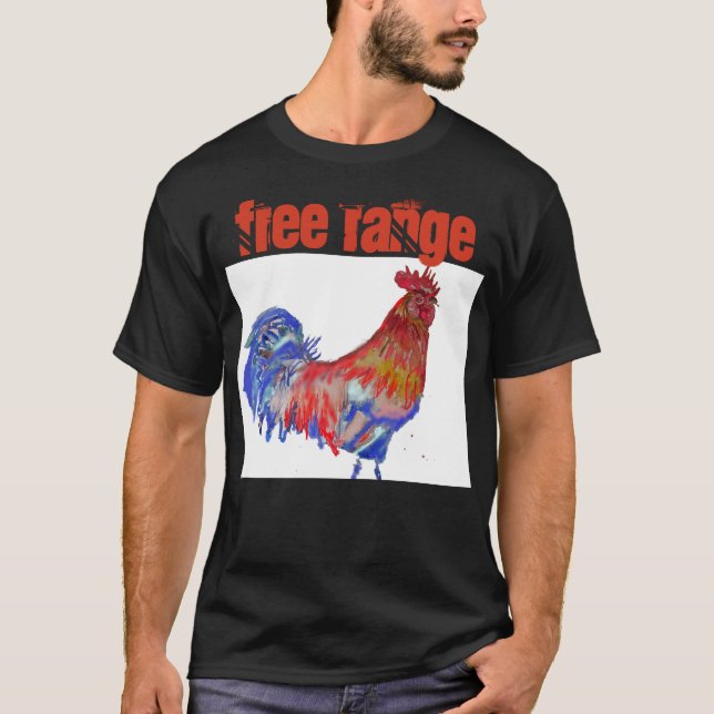 Hähnchen-Wasserfarbenrooster-Hähnchen T-Shirt (Vorderseite)