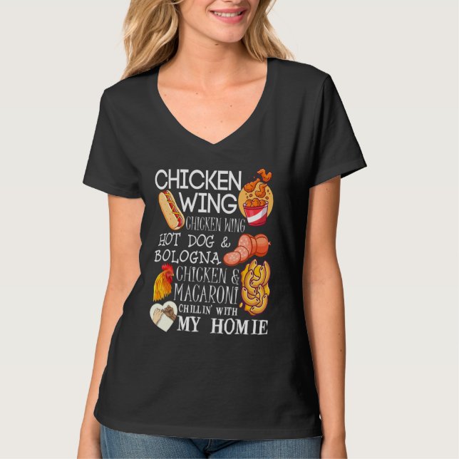 Hähnchen Wing Chicken Wing Song Lyric Hotdog Bolog T-Shirt (Vorderseite)