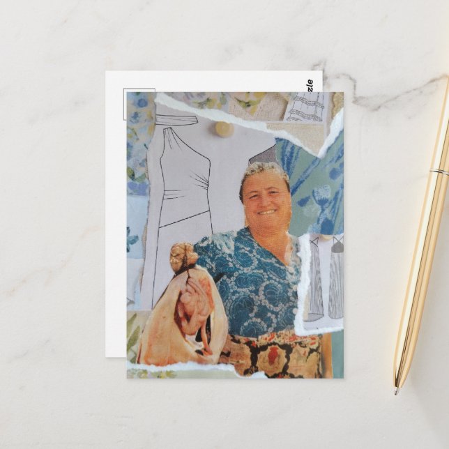 Hähnchen zum Abendessen Collage Postkarte (Vorderseite/Rückseite Beispiel)