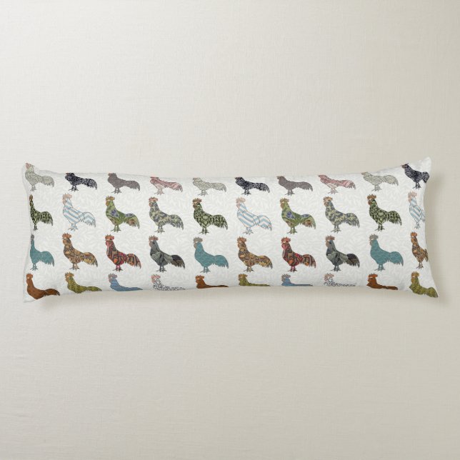 Hähnchenbauernhof mit farbigen Mustern Seitenschläferkissen (Rückseite)