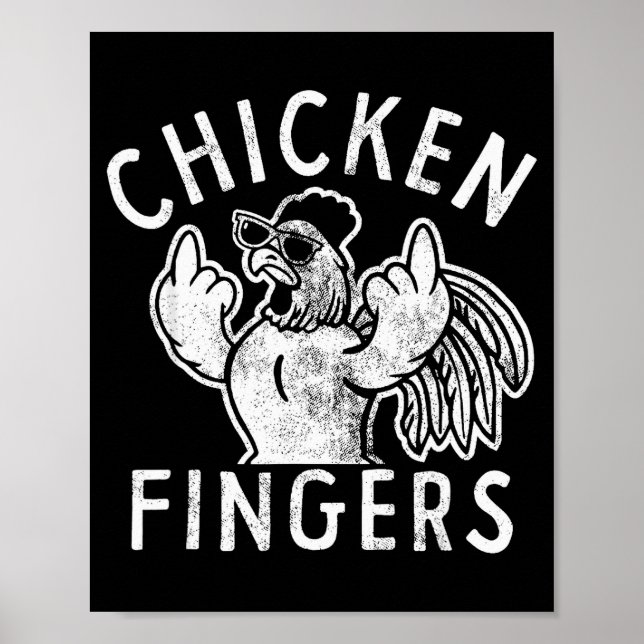 Hähnchenfinger, Mittelfinger, Lustiges Huhn  Poster (Vorne)
