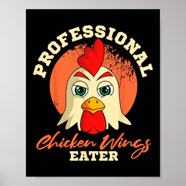 Hähnchenflügel-Esser Retro Vintage Byrbeque Buffal Poster (Vorne)