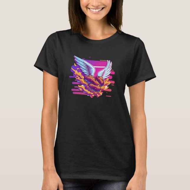 Hähnchenflügel Synthwave 80er Retrowave Ästhetik   T-Shirt (Vorderseite)