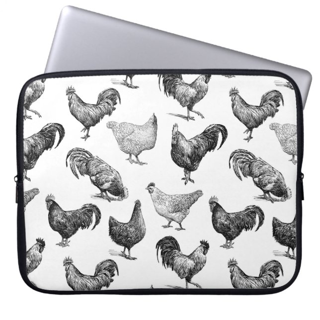 Hähnchenmuster im Retro-Landhaus Laptopschutzhülle (Vorderseite)