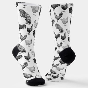 Hähnchenmuster im Retro-Landhaus Socken