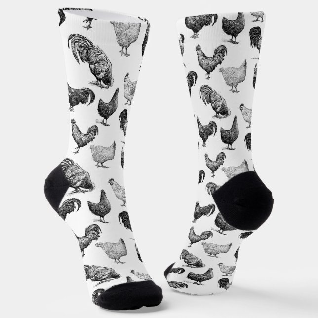 Hähnchenmuster im Retro-Landhaus Socken (Gewinkelt)