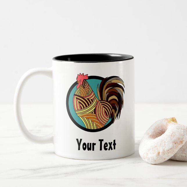 Hähnchenrooster Zweifarbige Tasse (Mit Donut)