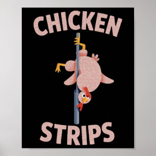 Hähnchenstreifen Lustiger Verrückter Tanzender Häh Poster
