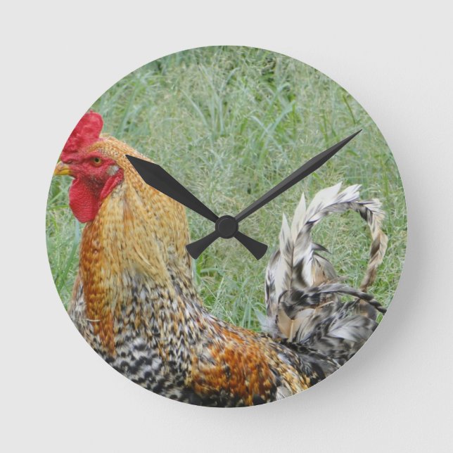 Hähne Runde Wanduhr (Vorderseite)