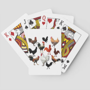 Hahnen-Collage Vintage Rustikale Hühner Spielkarten