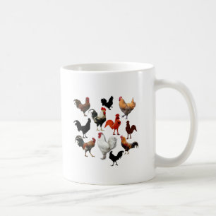 Hahnen-Collage Vintage Rustikale Hühner Tasse