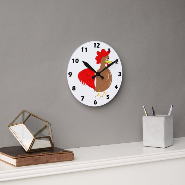 Hahnen-Design Runde Wanduhr (Büro)