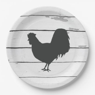 Hahnen-Silhouette-Bauernhof-Party-Papier-Tischdeck Pappteller