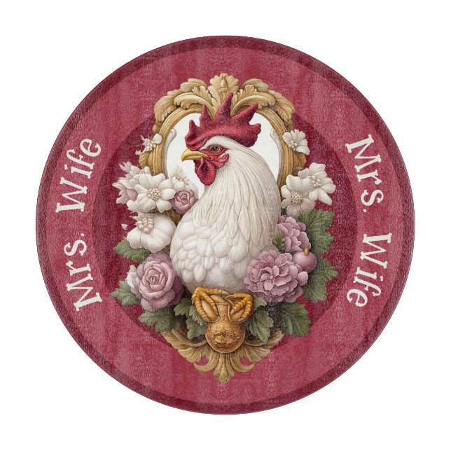 Hahnen-Wappenschild, bordeauxrot, Schneidebrett (Vorderseite)
