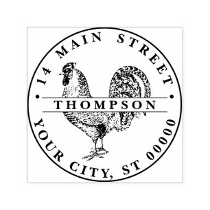 Hahnen-Zeichnung Lithographie #2 Name Rücksendeadr Permastempel