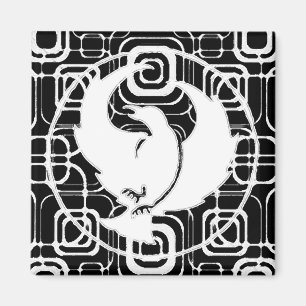 Hahnenfuß-Magnet mit Schwarz-weißen Quadraten Magnet