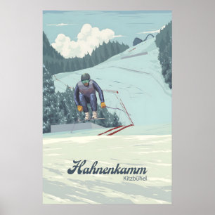 Hahnenkamm Kitzbühel Österreich Skigebiet Reise Poster
