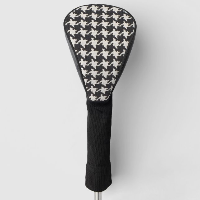 Hahnentritt Schwarz Weiß Muster Golf Headcover (Vorderseite)