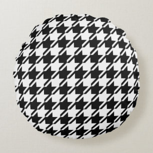 Hahnentrittmuster Black+White Big Pattern Rundes Kissen