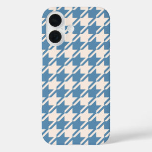 Hahnentrittmuster Blue + Cream Big Pattern iPhone 16 Hülle