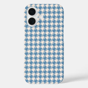 Hahnentrittmuster Blue+Cream Rpt Muster iPhone 16 Hülle
