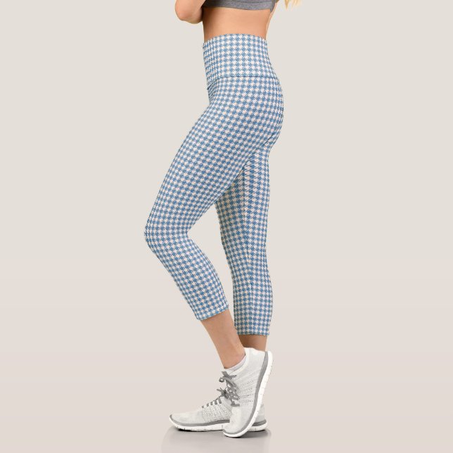 Hahnentrittmuster Blue+Cream Sml-Muster Capri Leggings (Links)
