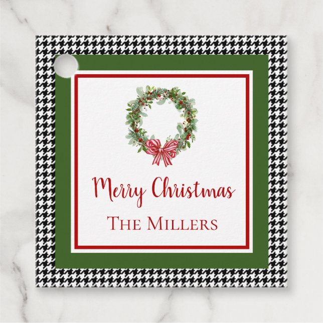 Hahnentrittmuster Border Christmas Favor Tag Geschenkanhänger (Vorderseite)