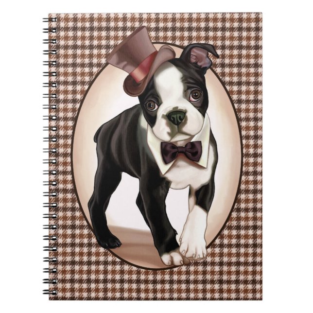 Hahnentrittmuster-Boston-Terrier Notizblock (Vorderseite)