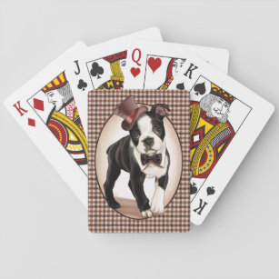Hahnentrittmuster Boston Terrier Spielkarten