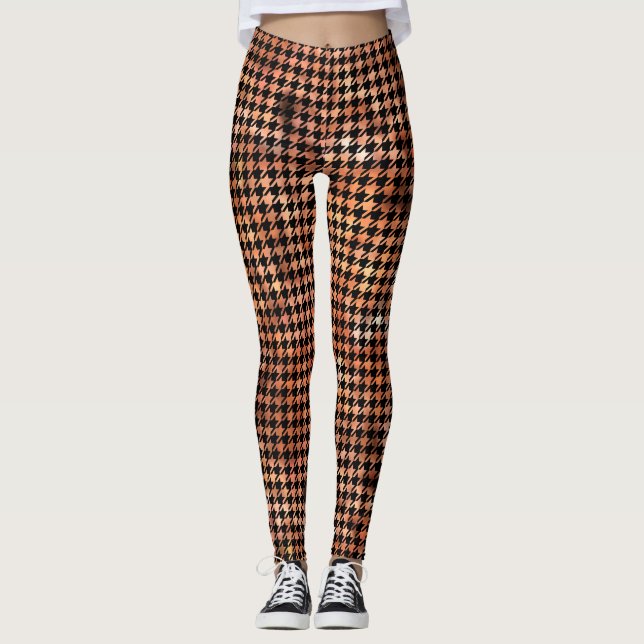 Hahnentrittmuster braun und schwarz leggings (Vorderseite)