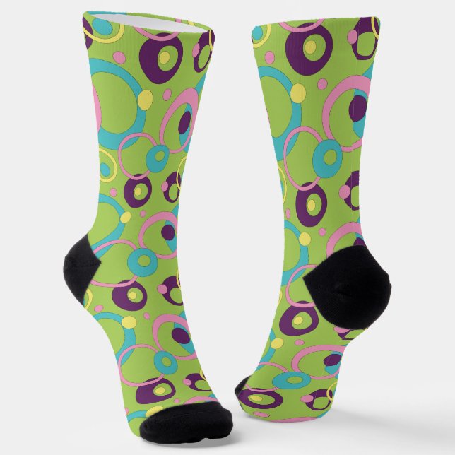 Hahnentrittmuster für Funky Green Circles Socken (Gewinkelt)