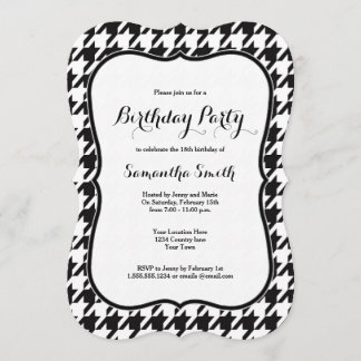 Hahnentrittmuster-Geburtstags-Party Einladung