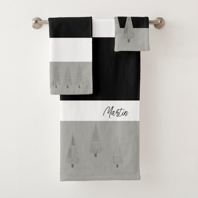 Hahnentrittmuster Gemusterter Weihnachtsbaum Mit M Badhandtuch Set (Insitu)