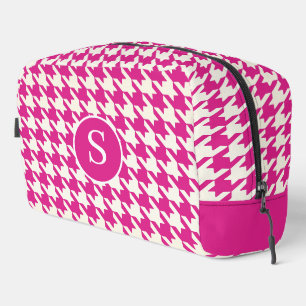 Hahnentrittmuster Hot Pink & White Toilettenbeutel Waschbeutel