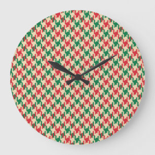 Hahnentrittmuster Karo Muster, Hunde Zahn Design. Große Wanduhr