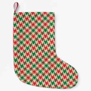 Hahnentrittmuster Karo Muster, Hunde Zahn Design. Kleiner Weihnachtsstrumpf
