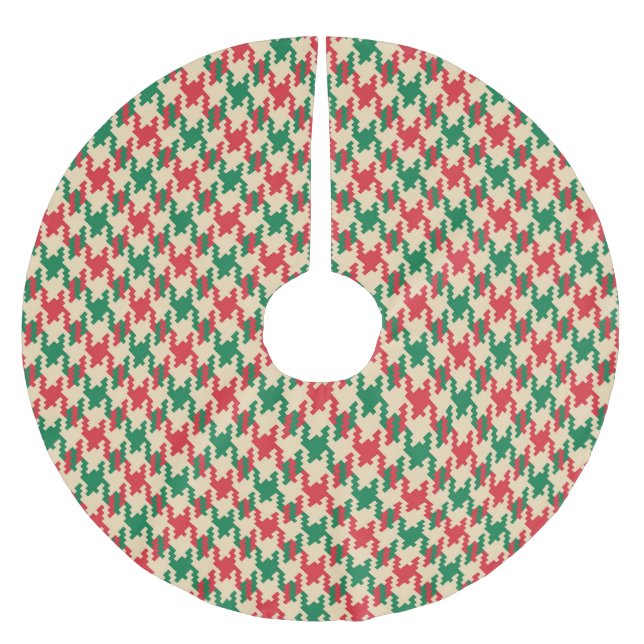 Hahnentrittmuster Karo Muster, Hunde Zahn Design. Polyester Weihnachtsbaumdecke (Vorderseite)