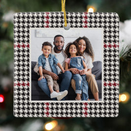 Hahnentrittmuster Klassik Rot ein Foto Weihnachten Keramikornament
