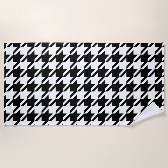 Hahnentrittmuster Large Classic Pattern Beach Hand Strandtuch (Vorderseite)
