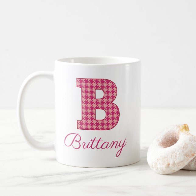 Hahnentrittmuster Monogram Letter B Klassische Tas Kaffeetasse (Mit Donut)