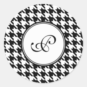 Hahnentrittmuster-Monogramm-Aufkleber Runder Aufkleber