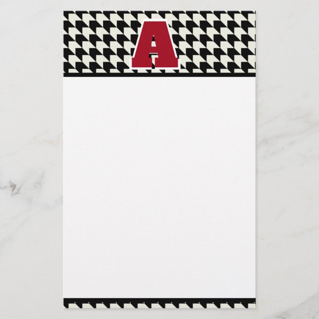 Hahnentrittmuster-Monogramm Briefpapier (Vorderseite)